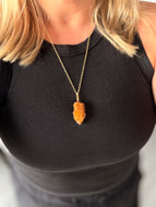 Sunshine Citrine Spirit Quartz Wire Wrapped Crystal Necklace