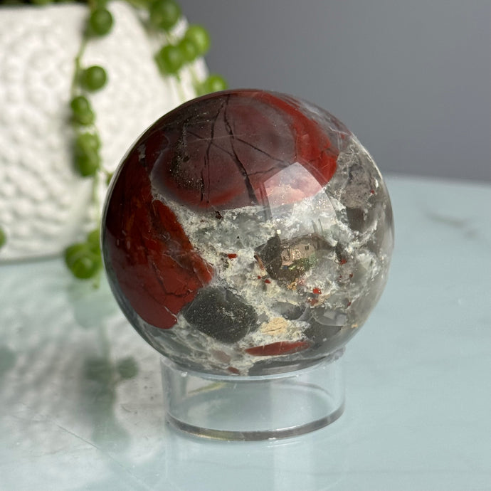 Bloodstone Jasper Polished Crystal Sphere Specimen