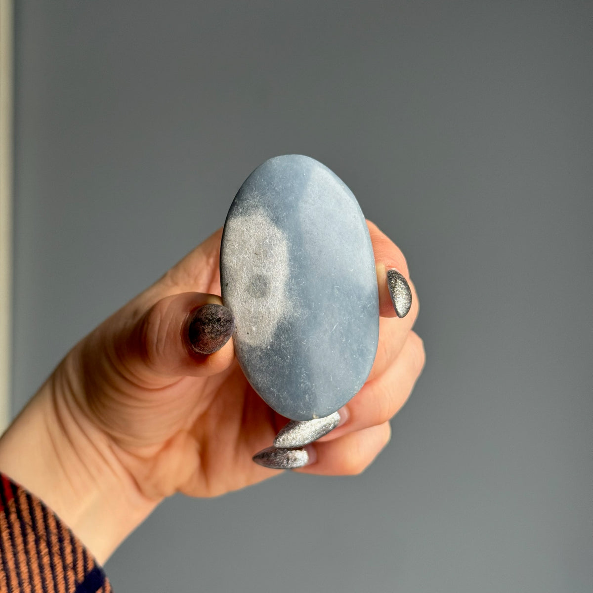 Angelite Palm Stone Crystal Specimen – Wholehearted Crystal Creations