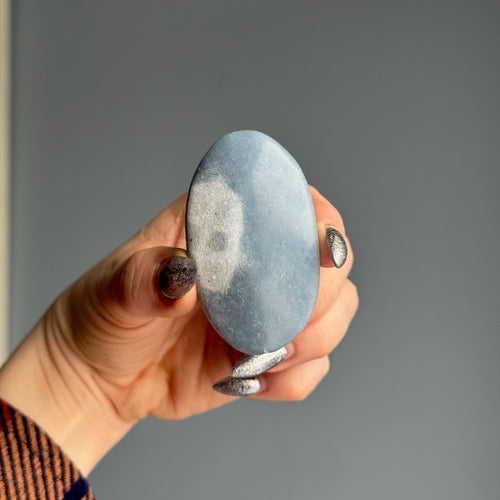 Angelite Palm Stone Crystal Specimen – Wholehearted Crystal Creations