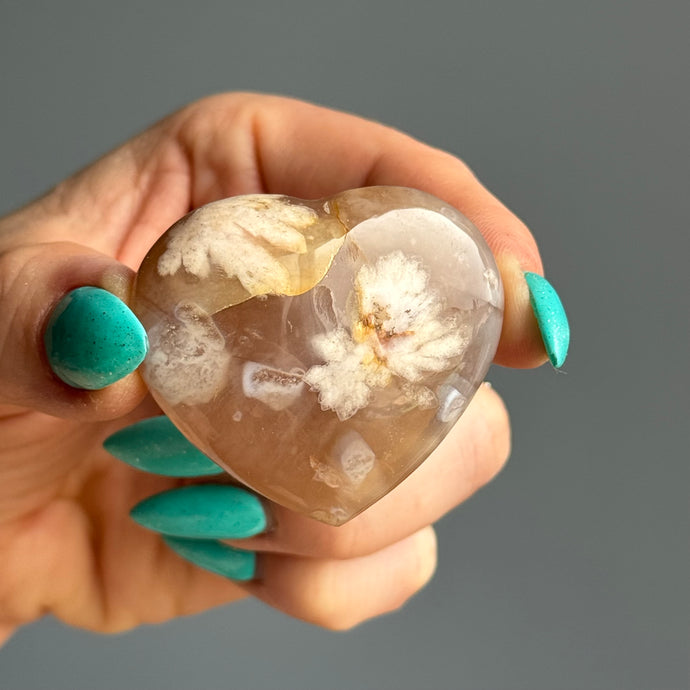 Flower Agate Heart Carving Specimen – Wholehearted Crystal Creations