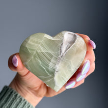 Green (Fingerprint) Calcite Heart Carving Specimen