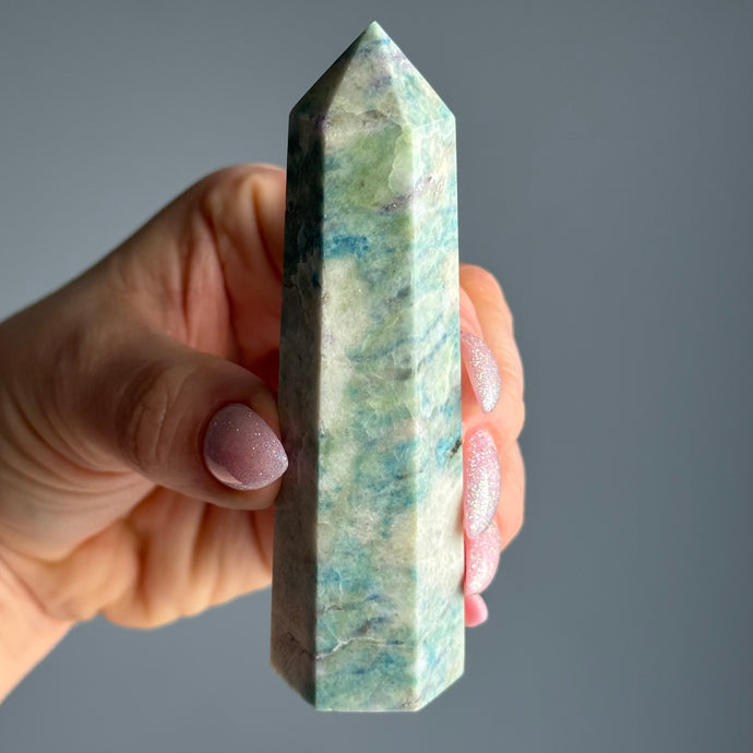 Blue Yooperlite Crystal Tower Specimen – Wholehearted Crystal Creations