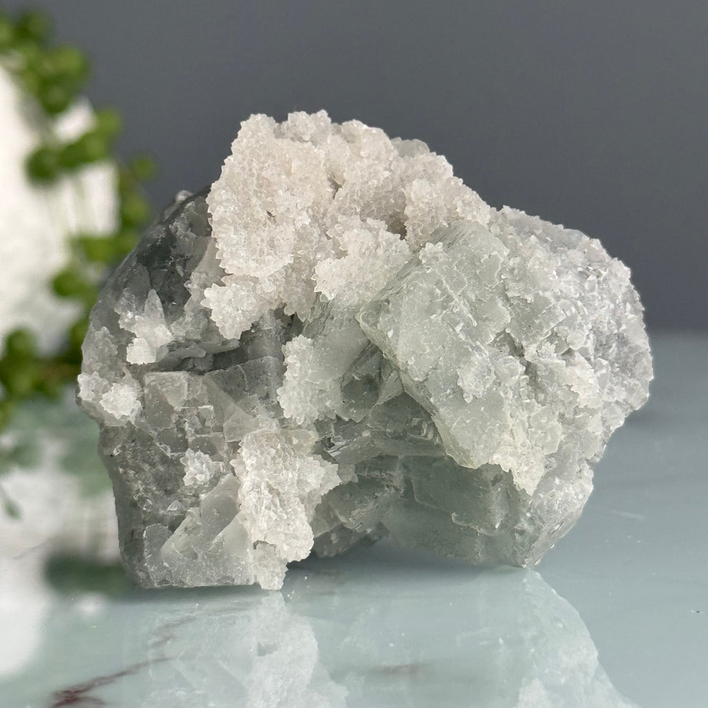 Etched QR Code Fluorite with Calcite Crystal Specimen – Wholehearted Crystal Creations