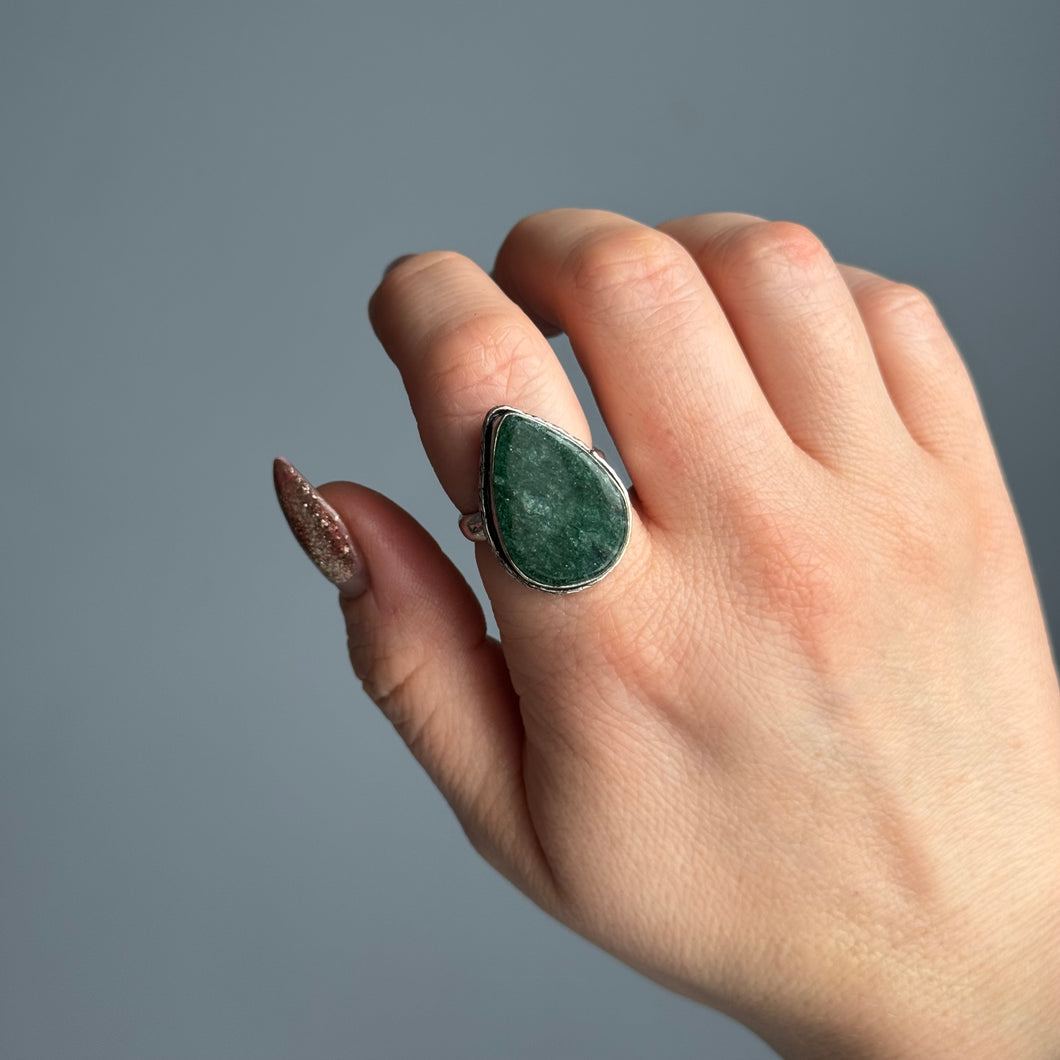 Green Strawberry Quartz Size 7.5 Ring