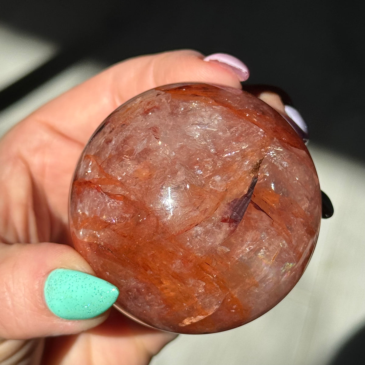 Hematoid Fire Quartz Polished Sphere Crystal Specimen – Wholehearted Crystal Creations