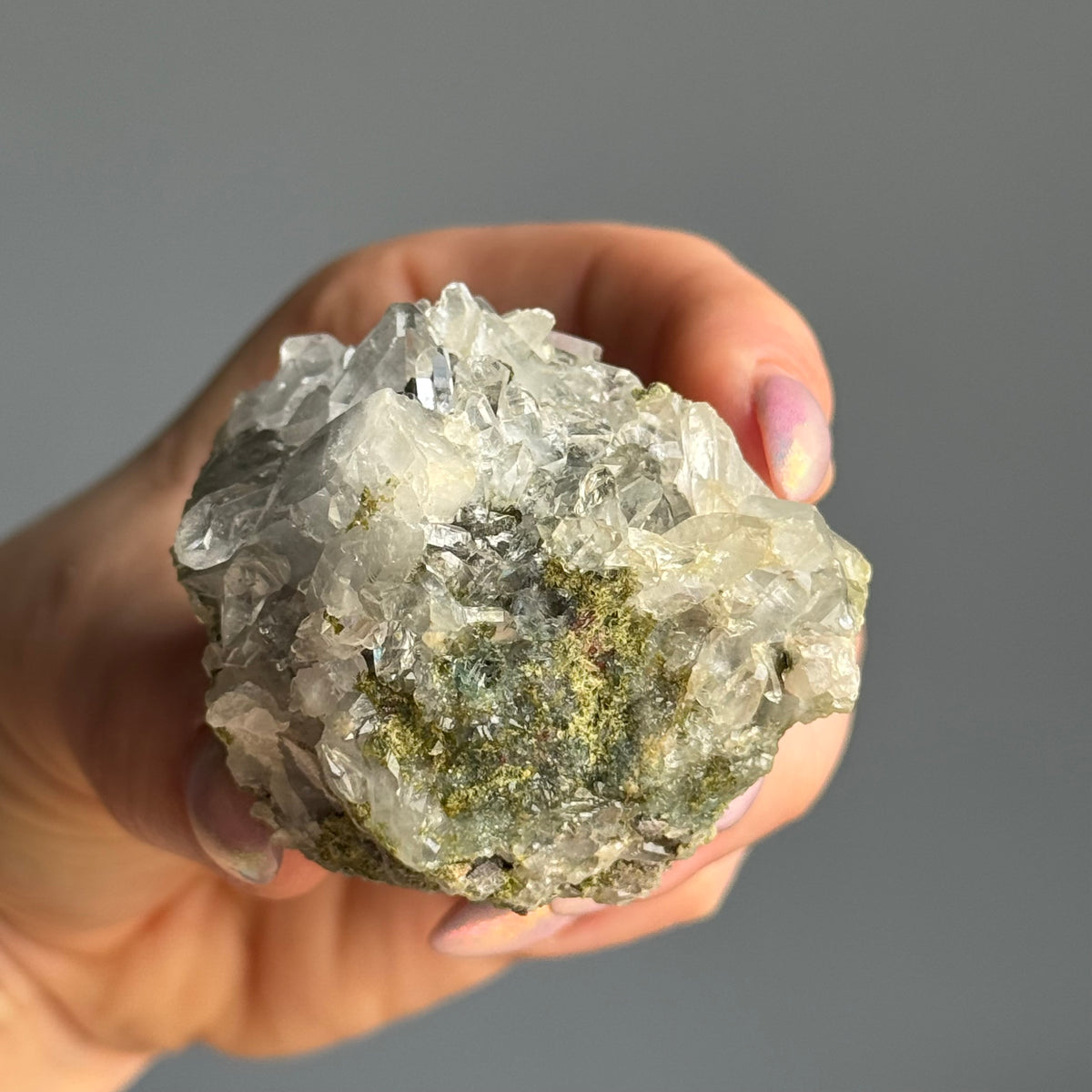 Epidote Chlorite in Quartz Crystal Specimen – Wholehearted Crystal Creations