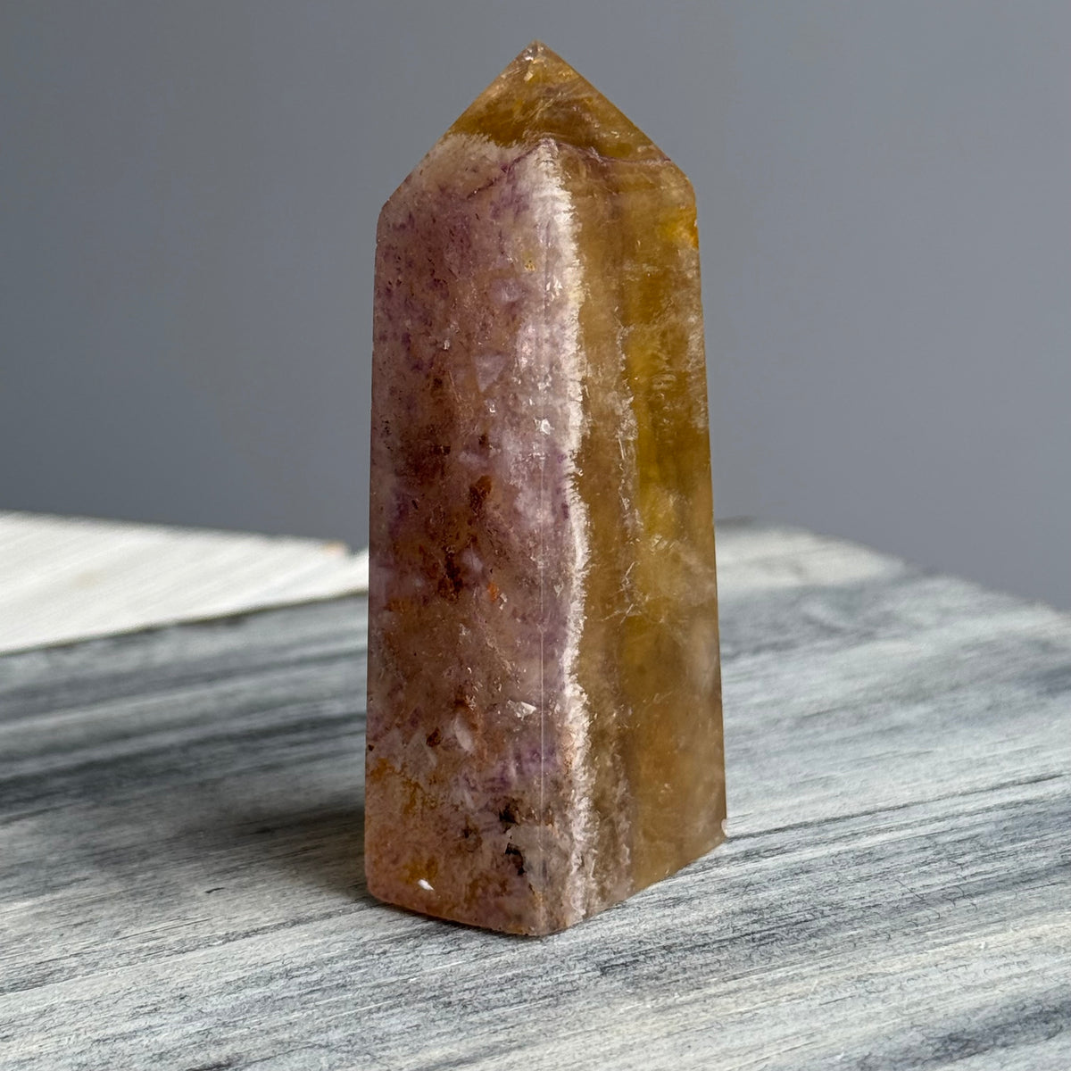 Yellow Purple Fluorite Tower Crystal Specimen – Wholehearted Crystal Creations