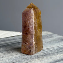 Yellow and Purple Flourite Tower Crystal Specimen