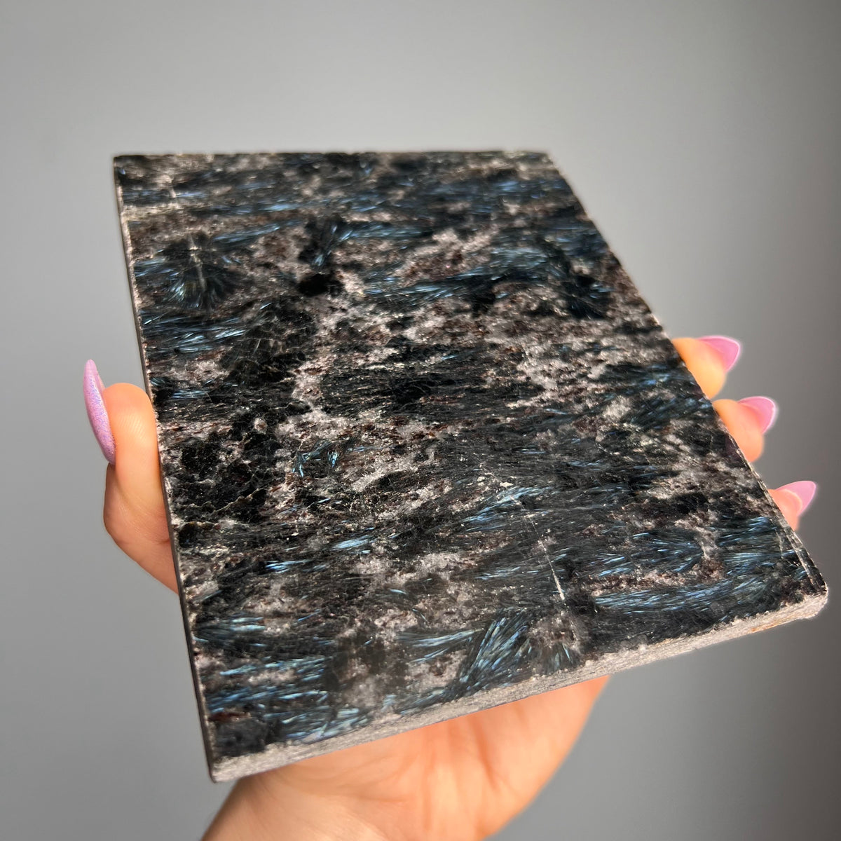 Polished Arfvedsonite Slab Crystal Specimen – Wholehearted Crystal Creations