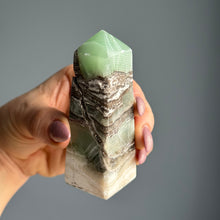 Green (Fingerprint) Calcite Tower Crystal Specimen