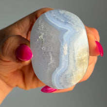 Blue Lace Agate Chalcedony Palm Stone Specimen (BA36)