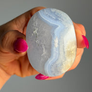 Blue Lace Agate Chalcedony Palm Stone Specimen (BA36) – Wholehearted Crystal Creations