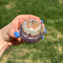Amethyst & Crazy Lace Agate Polished Sphere Specimen