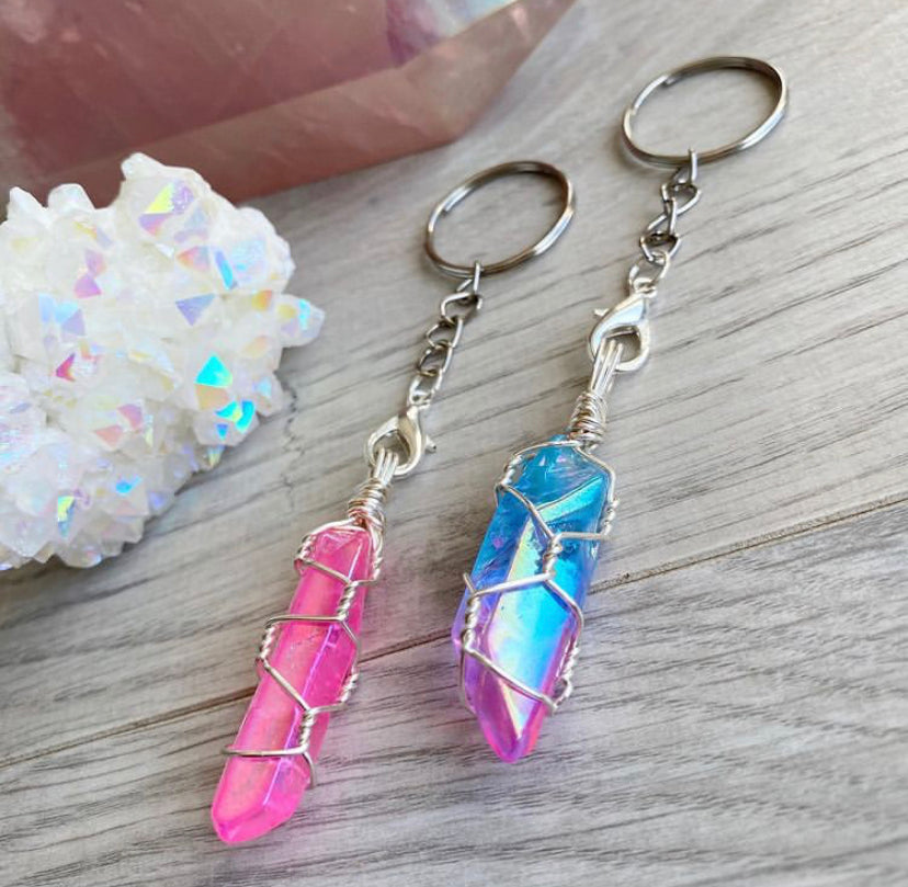 Crystal Wire Wrapped Keychain