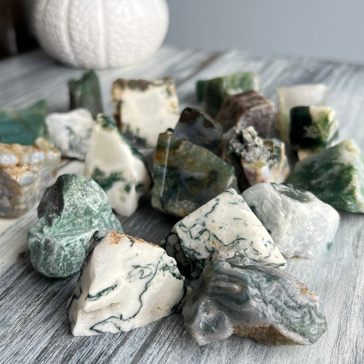 Moss Agate Raw Stone Specimen – Wholehearted Crystal Creations