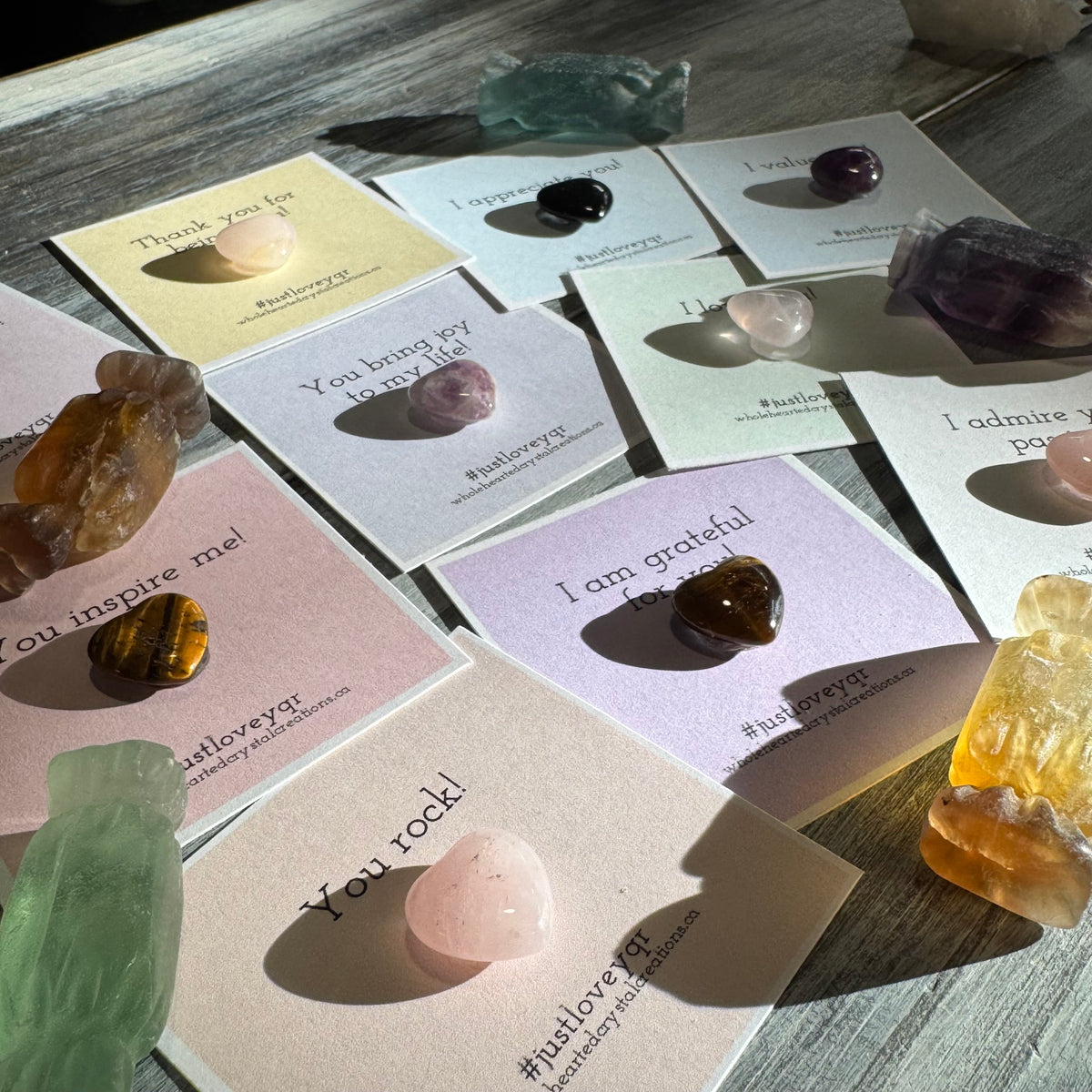 Valentine's Day Affirmation Gratitude Heart Stone Set – Wholehearted Crystal Creations