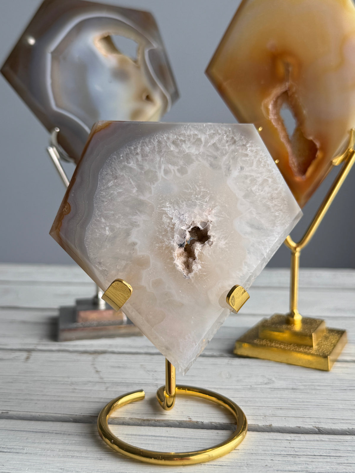 Agate Druzy Diamond Specimen on Stand – Wholehearted Crystal Creations