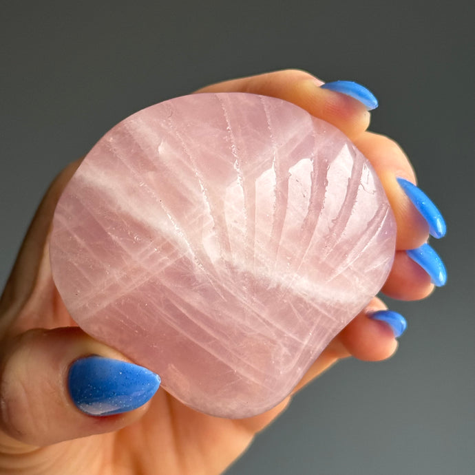 Rose Quartz Seashell Carving Specimen