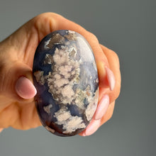 Blue Flower Agate Palm Stone Specimen
