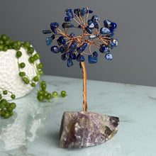 Lapis Lazuli & Rainbow Fluorite Crystal Chip Tree with Copper Specimen