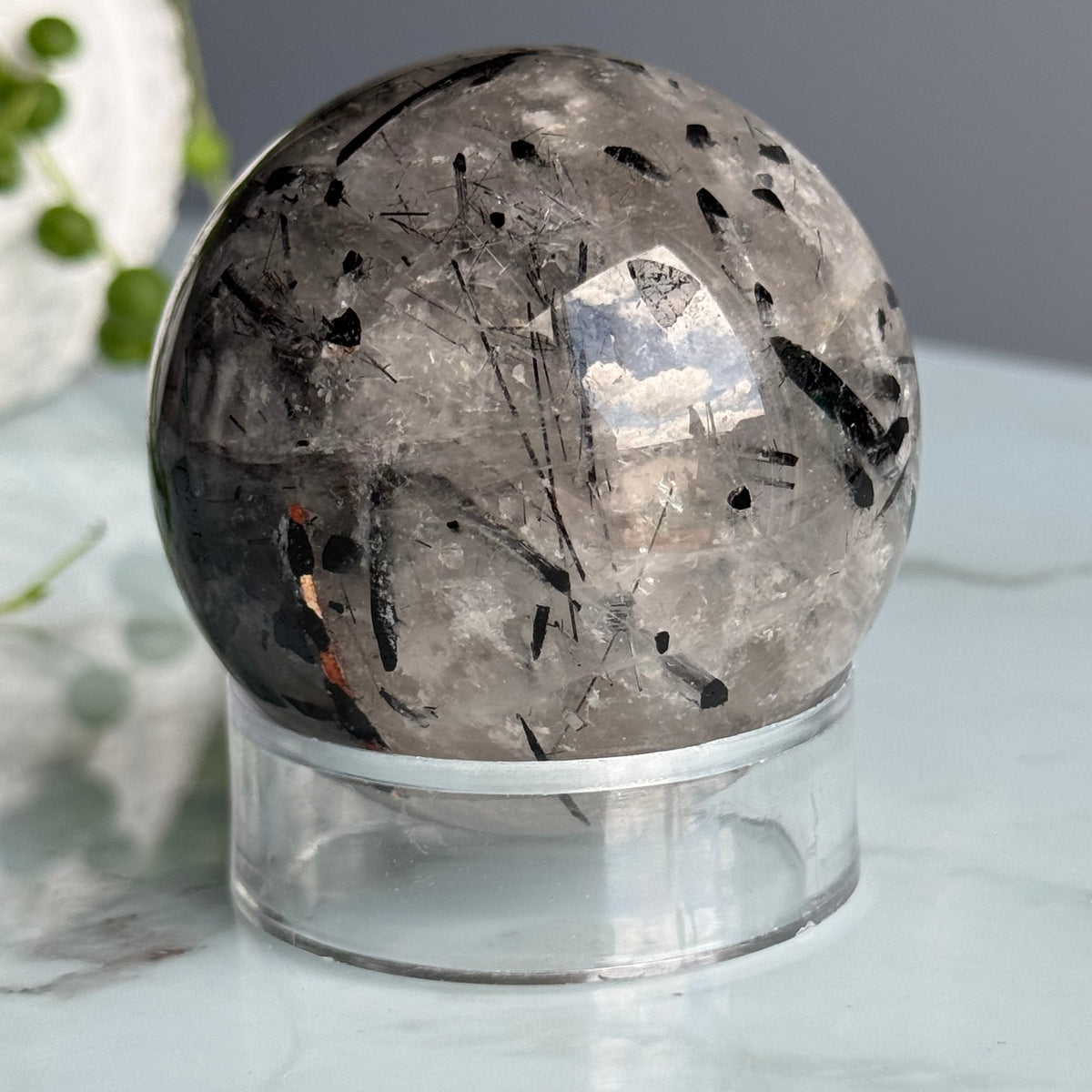 Tourmalated Quartz Sphere Crystal Specimen – Wholehearted Crystal Creations
