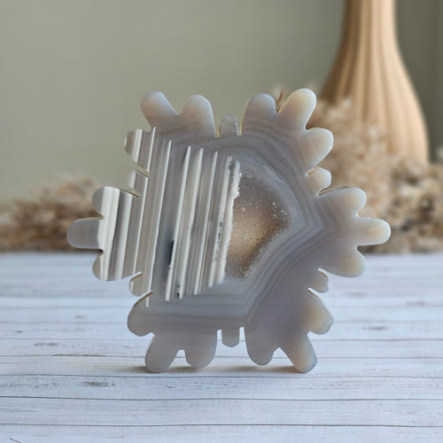 Agate Druzy Snowflake Carving Crystal Specimen – Wholehearted Crystal Creations