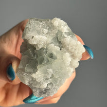 Etched QR Code Fluorite with Calcite Crystal Specimen