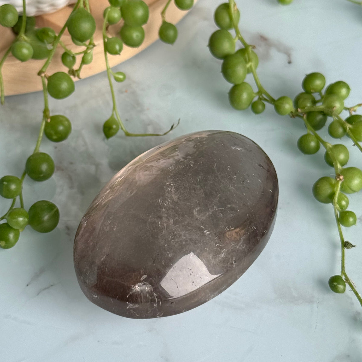 Smoky Quartz Palm Stone Specimen