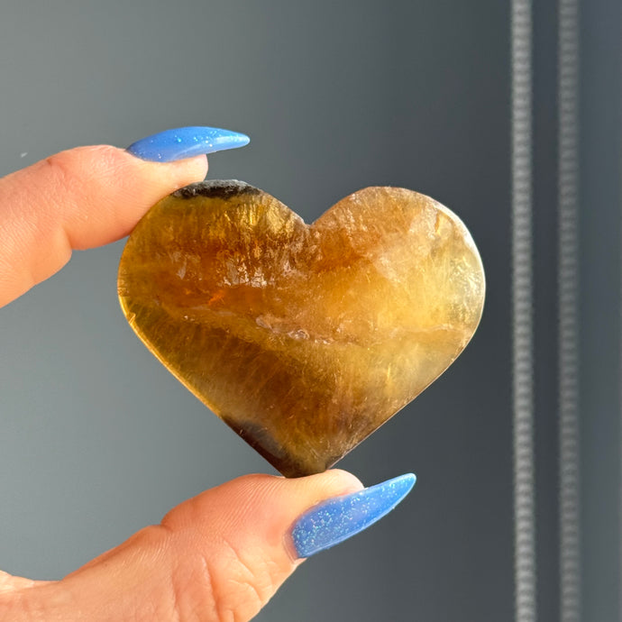 Yellow Fluorite Heart Carving Specimen