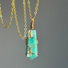 Caribbean Calcite Gem-grade wire wrapped crystal necklace