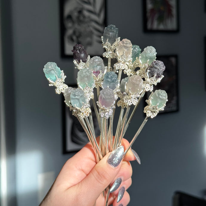 Fluorite Rose Hair Pin (FRHP01)