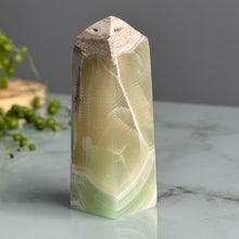 Green Calcite Tower Crystal Specimen
