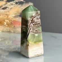 Green (Fingerprint) Calcite Tower Crystal Specimen