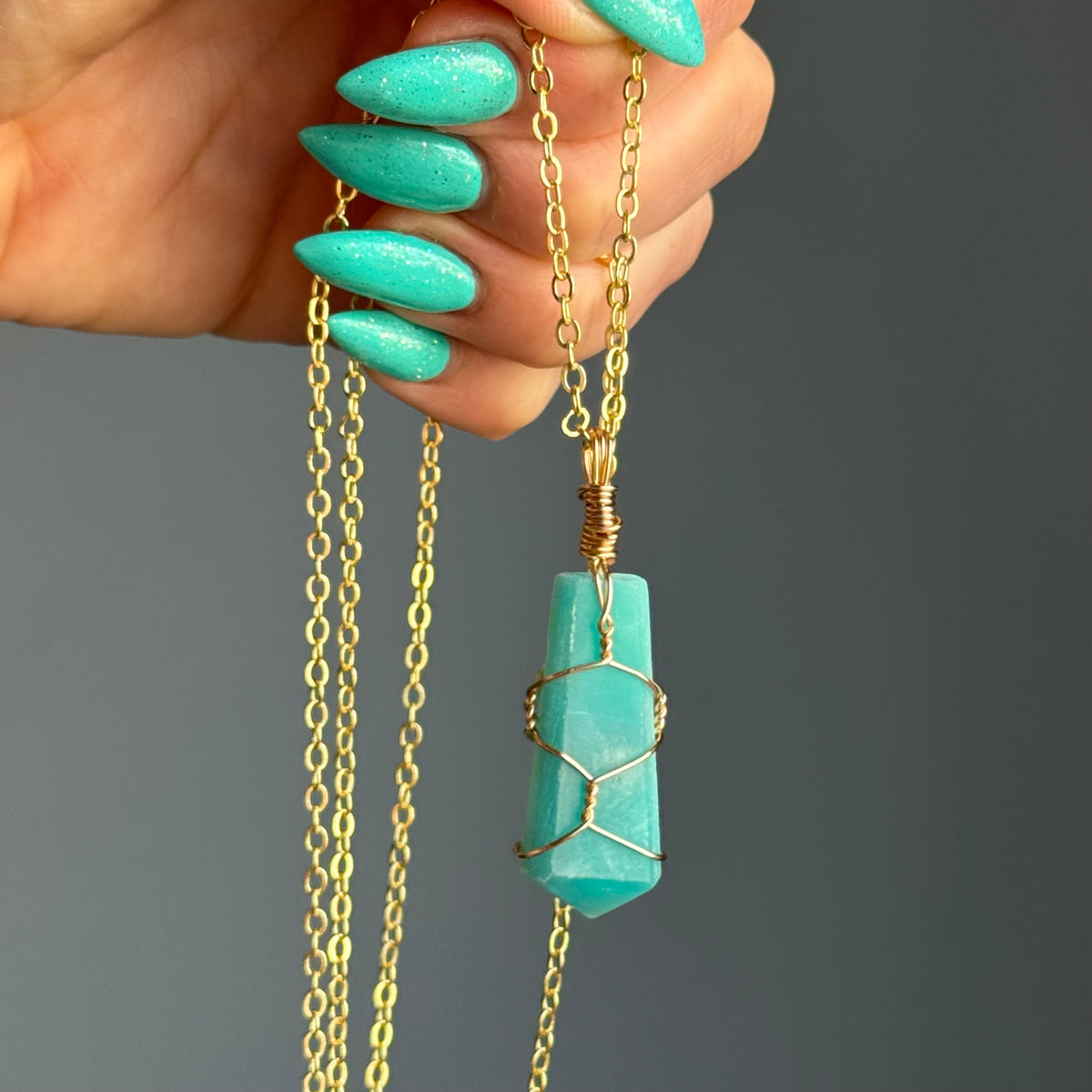 Caribbean Calcite Wire Wrapped Crystal Necklace – Wholehearted Crystal Creations