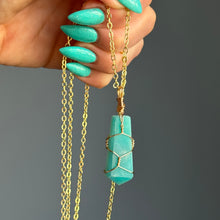 Caribbean Calcite Gem-grade wire wrapped crystal necklace