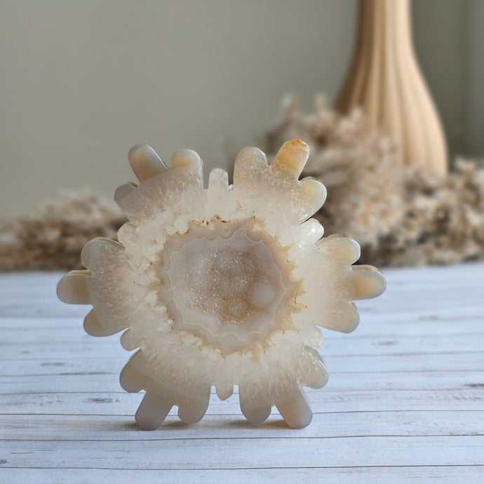 Agate Druzy Snowflake Carving Specimen (2)