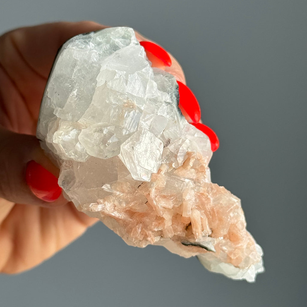 Apophyllite & Peach Stilbite Crystal Specimen – Wholehearted Crystal Creations