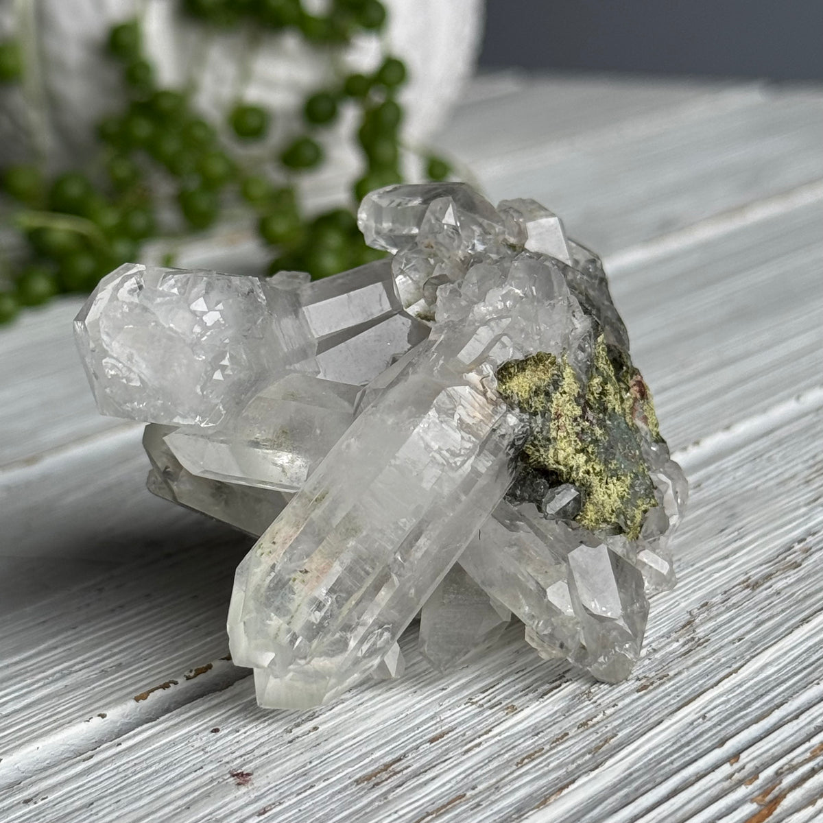 Epidote and Chlorite in Quartz Specimen – Wholehearted Crystal Creations