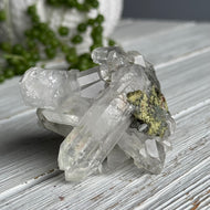 Epidote and Chlorite in Quartz Specimen – Wholehearted Crystal Creations