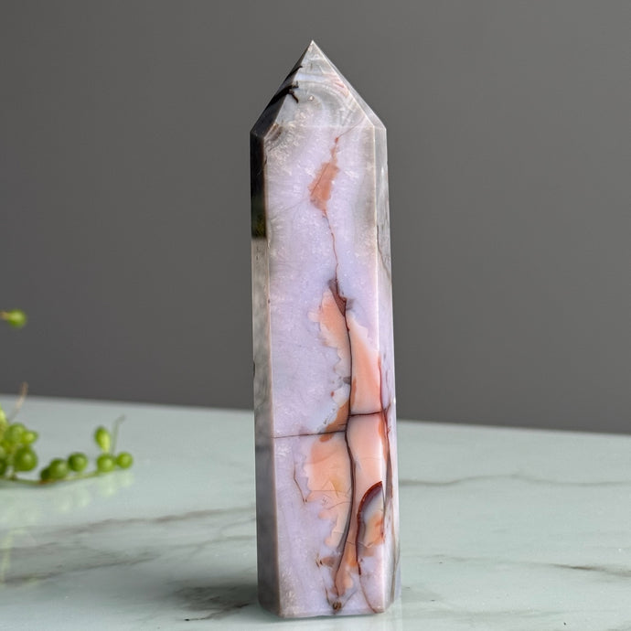 Blue Flower Agate Crystal Tower Specimen