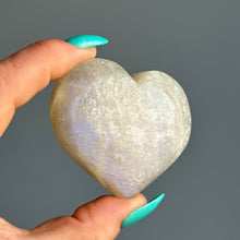 Belomorite (Moonstone + Sunstone) Heart Carving Palm Stone Specimen
