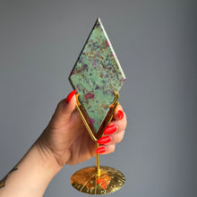 Ruby with Kyanite in Fuchsite Rhombus Crystal Specimen on Stand (4)
