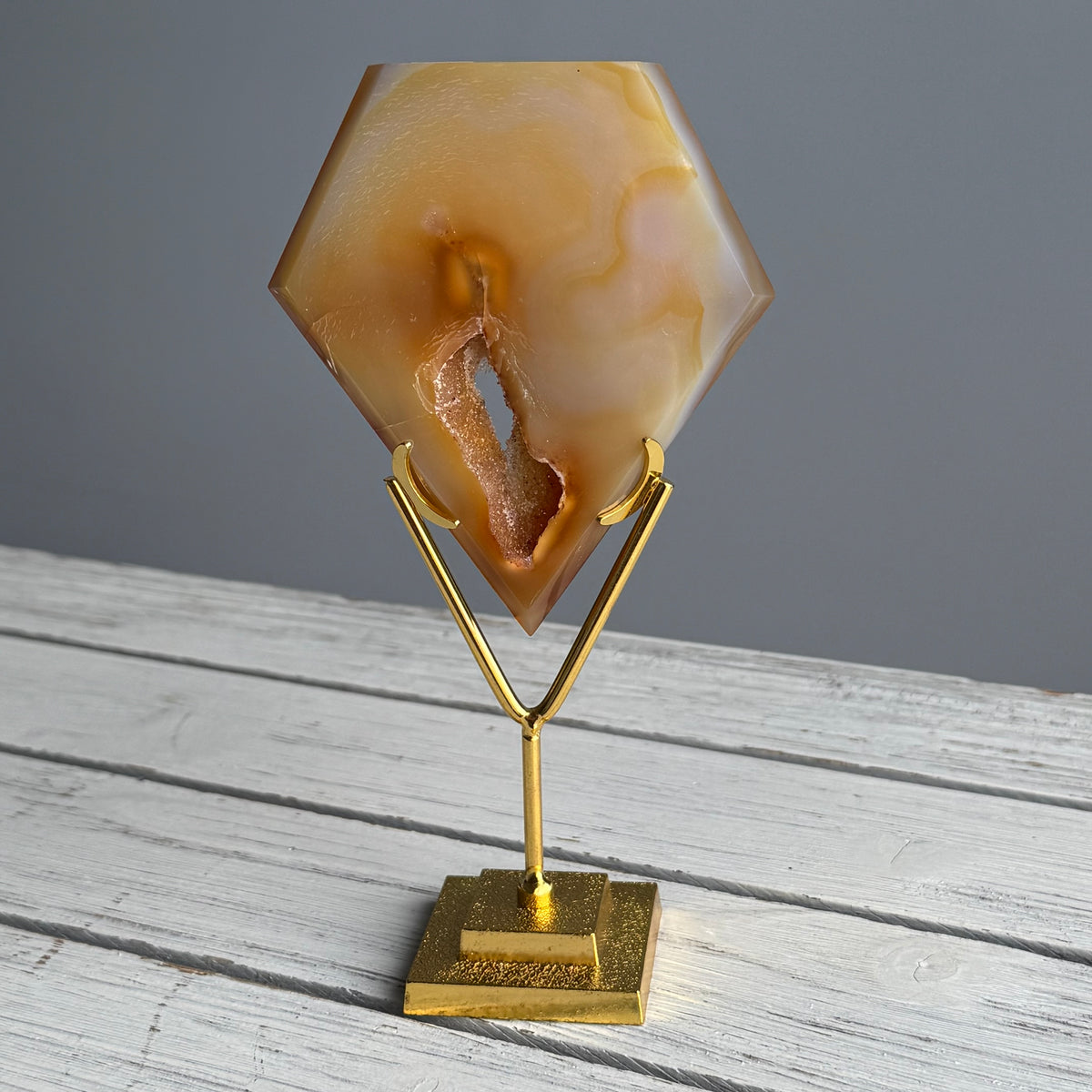 Agate Druzy Diamond Specimen on Stand – Wholehearted Crystal Creations