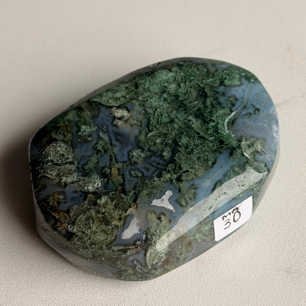 Moss Agate Palm Stone Specimen (MA30) – Wholehearted Crystal Creations