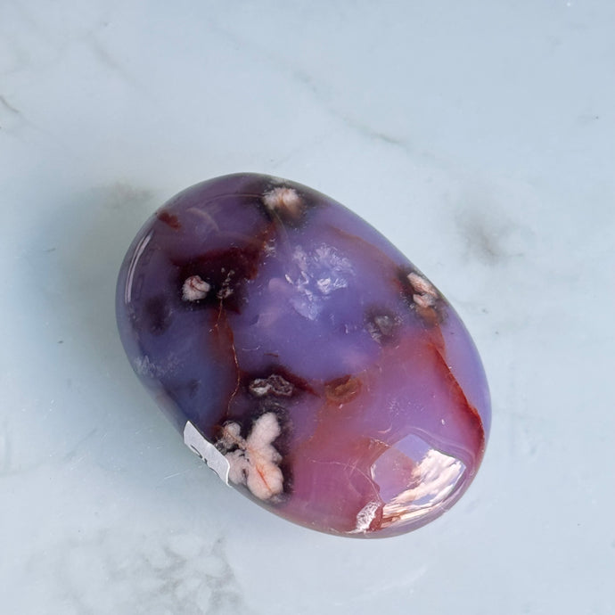 Blue Flower Agate Palm Stone Specimen E