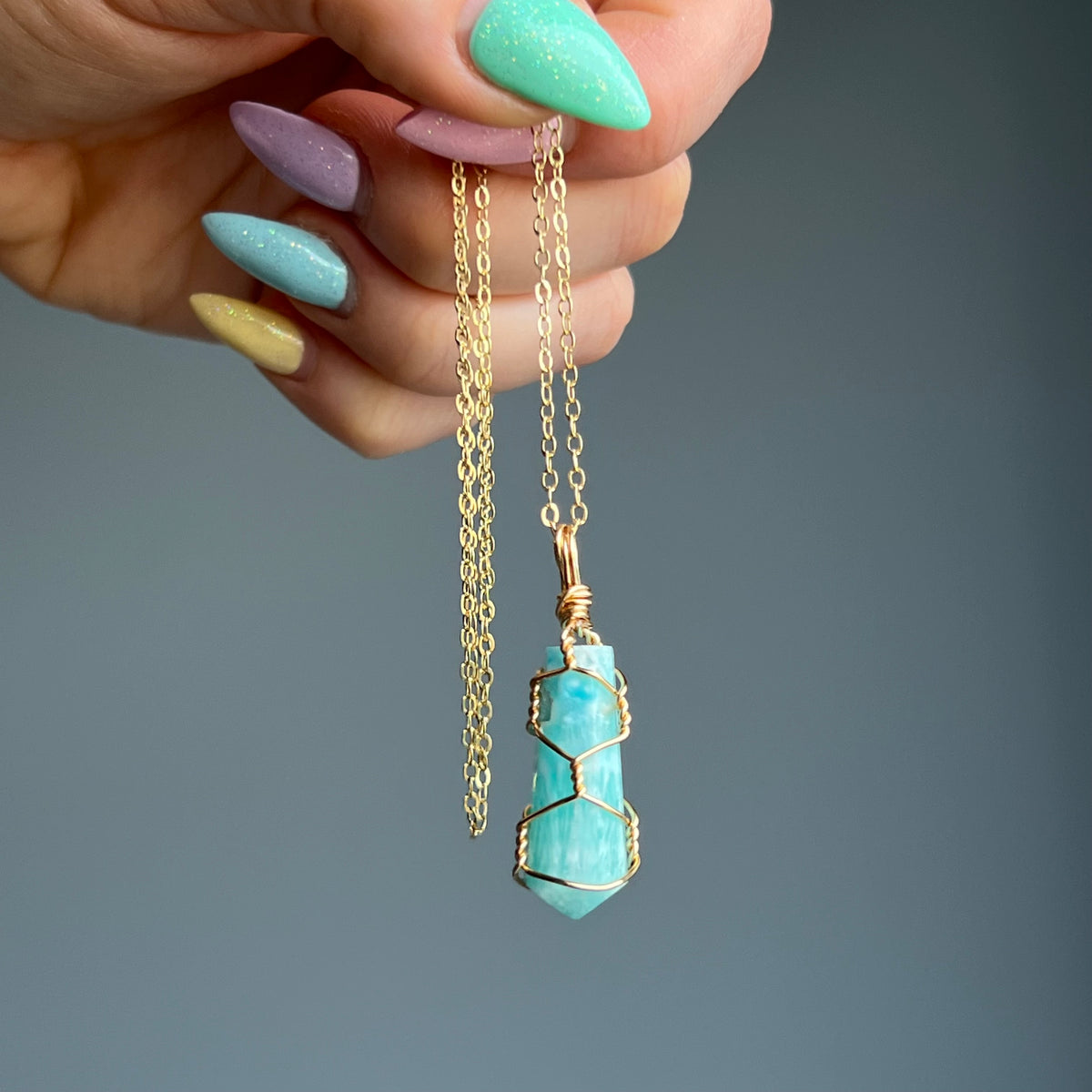 Caribbean Calcite Gem Grade Wire Wrapped Crystal Necklace – Wholehearted Crystal Creations