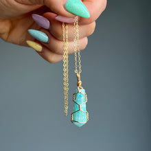 Blue Aragonite (calcite) gem grade wire wrapped crystal necklace