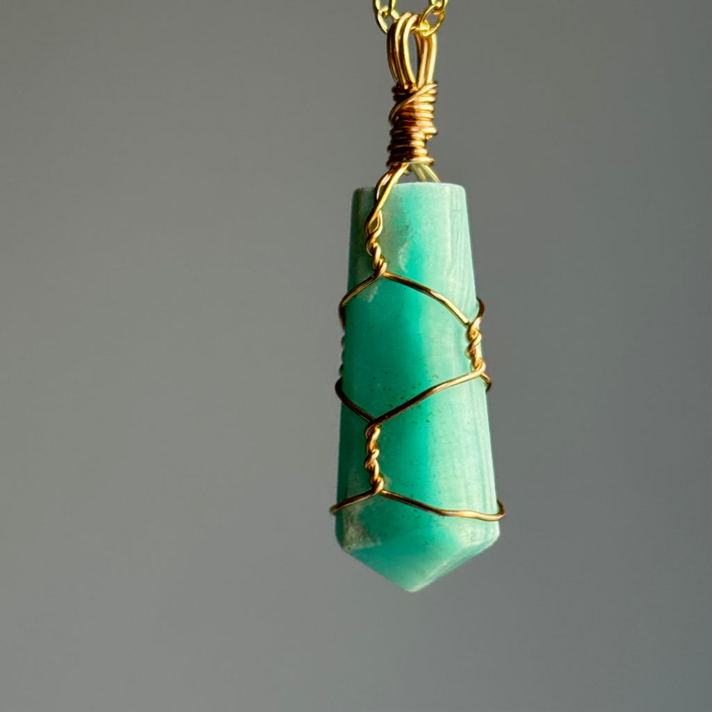 Caribbean Calcite Wire Wrapped Crystal Necklace – Wholehearted Crystal Creations