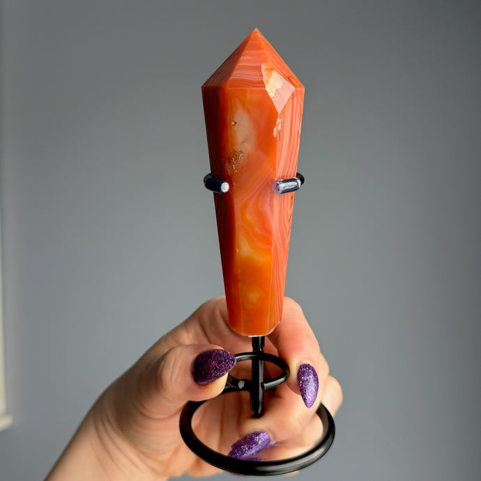 Carnelian Crystal Point Specimen on Stand (CN01)